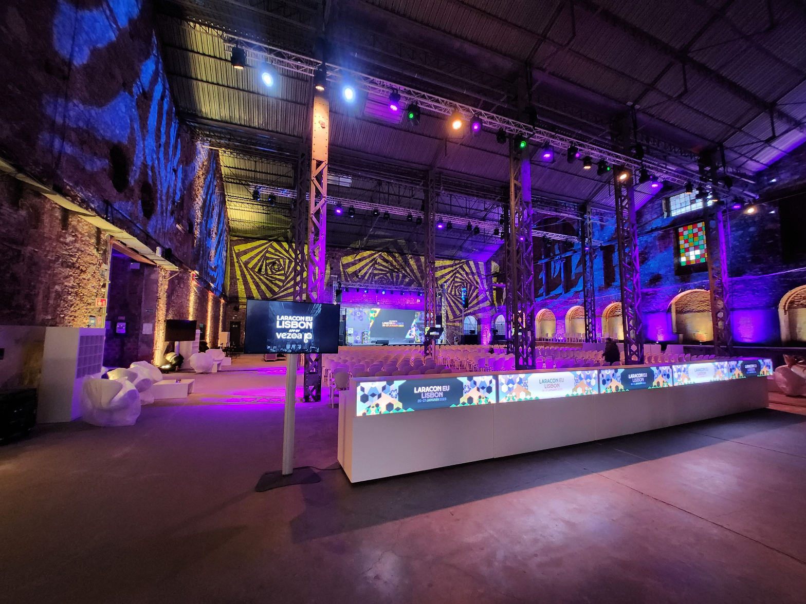 Conference venue with purple lighting
